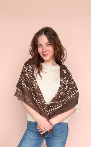 LINETA BROWN BANDANA SCARF