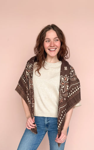 LINETA BROWN BANDANA SCARF