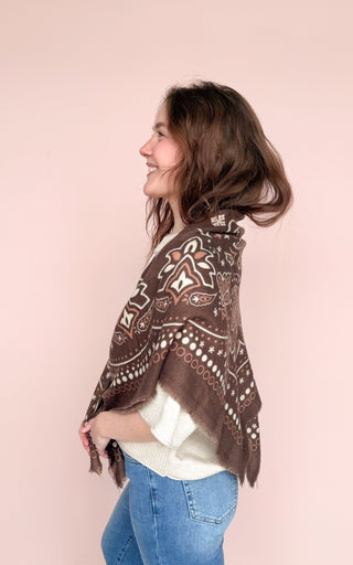 LINETA BROWN BANDANA SCARF