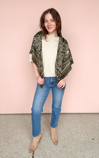 LINETA GREEN BANDANA SCARF