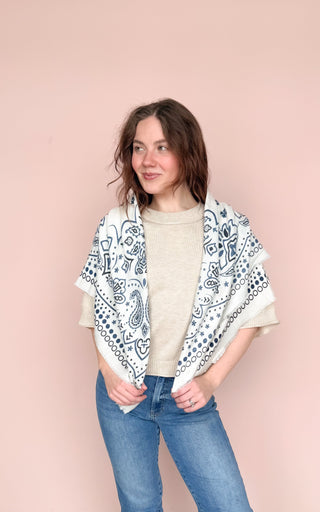 LINETA WHITE BANDANA SCARF