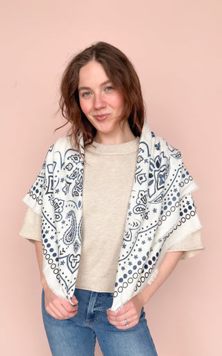 LINETA WHITE BANDANA SCARF