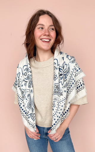 LINETA WHITE BANDANA SCARF
