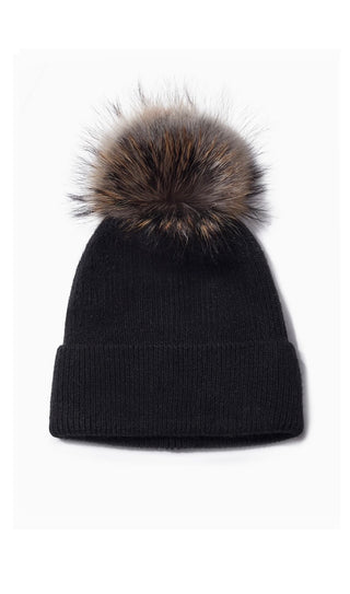 Look By M BLACK RIB KNIT BEANIE