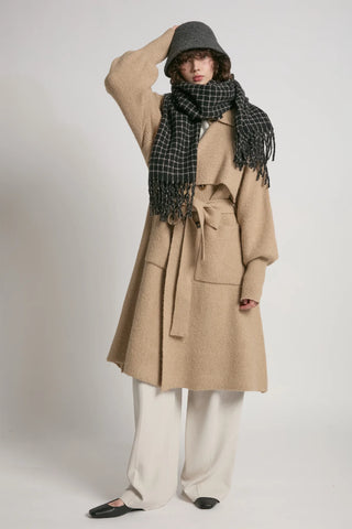 Look By M BLACK WINDOWPANE SCARF