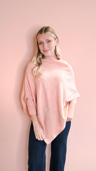 Look By M BLUSH TRIANGLE PONCHO