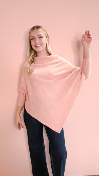 Look By M BLUSH TRIANGLE PONCHO