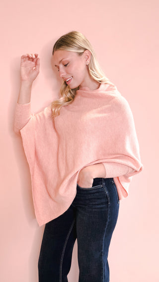 Look By M BLUSH TRIANGLE PONCHO