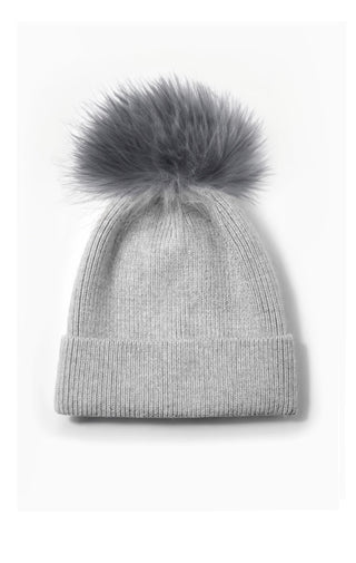 Look By M GREY RIB KNIT BEANIE