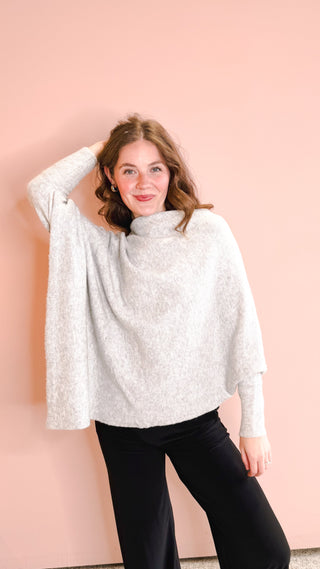 Look By M GREY TRIANGLE PONCHO