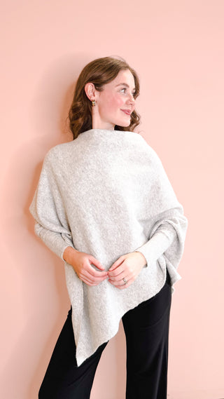 Look By M GREY TRIANGLE PONCHO