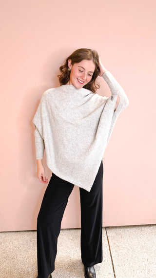 Look By M GREY TRIANGLE PONCHO