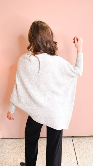 Look By M GREY TRIANGLE PONCHO