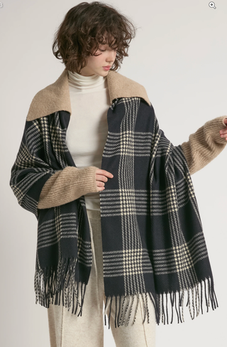 Look By M HOUNDSTOOTH PLAID SCARF