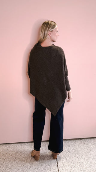 Look By M MOCHA TRIANGLE PONCHO
