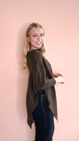 Look By M MOCHA TRIANGLE PONCHO