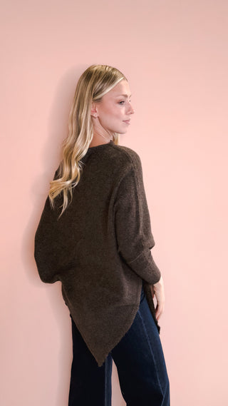 Look By M MOCHA TRIANGLE PONCHO