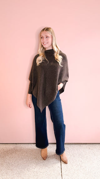 Look By M MOCHA TRIANGLE PONCHO