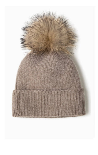 Look By M TAUPE RIB KNIT BEANIE