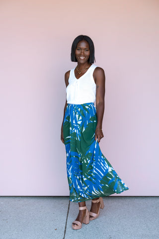 LOST + WANDER PALAZZO PALM SKIRT