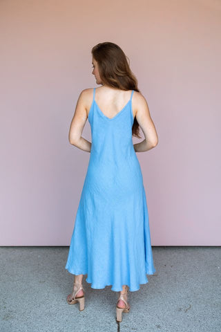 MILIO MILANO BLUE ITALIAN SLIP DRESS