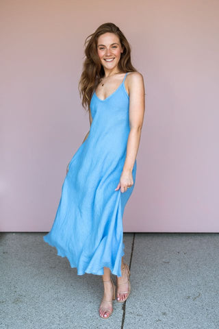MILIO MILANO BLUE ITALIAN SLIP DRESS