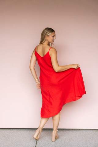 MILIO MILANO RED ITALIAN SLIP DRESS