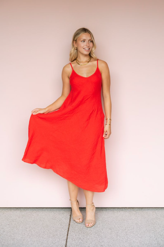MILIO MILANO RED ITALIAN SLIP DRESS