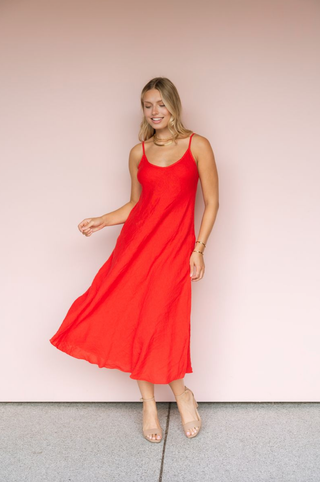 MILIO MILANO RED ITALIAN SLIP DRESS