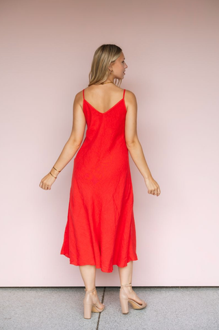 MILIO MILANO RED ITALIAN SLIP DRESS