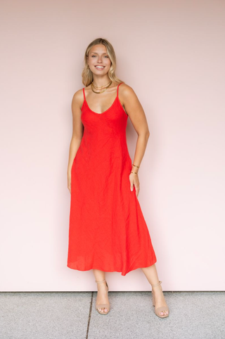 MILIO MILANO RED ITALIAN SLIP DRESS