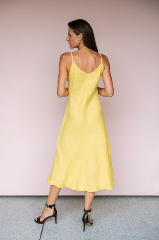 MILIO MILANO YELLOW ITALIAN SLIP DRESS