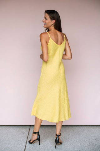MILIO MILANO YELLOW ITALIAN SLIP DRESS