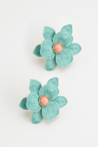 NAKAMOL DESIGN, LLC AQUA COIL FLOWER EARRING