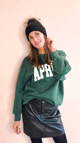 PANACHE APPAREL CO GREEN APRES SWEATSHIRT