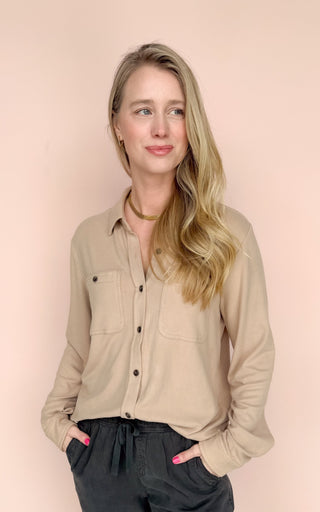 PANACHE APPAREL CO TAN MINDI BUTTON UP