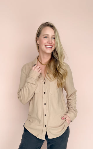 PANACHE APPAREL CO TAN MINDI BUTTON UP
