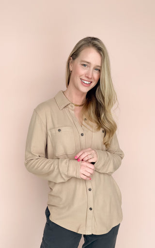 PANACHE APPAREL CO TAN MINDI BUTTON UP