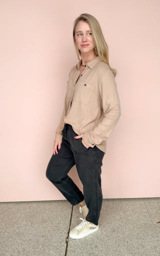 PANACHE APPAREL CO TAN MINDI BUTTON UP