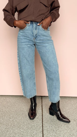 SAIGE DENIM HIGH RISE BARREL JEAN