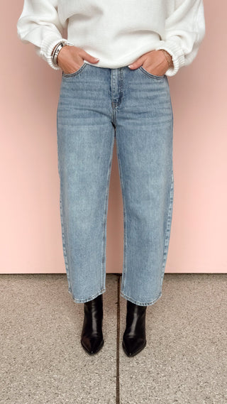 SAIGE DENIM HIGH RISE BARREL JEAN