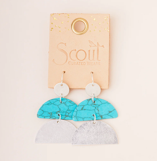 SCOUT TURQ/SIL HALF MOON EARRINGS
