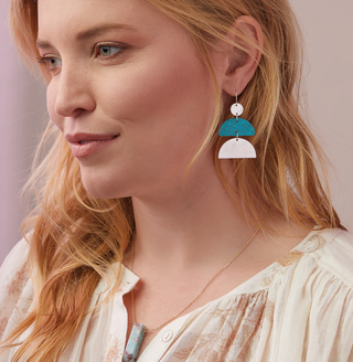 SCOUT TURQ/SIL HALF MOON EARRINGS