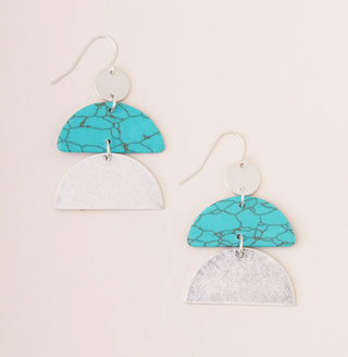 SCOUT TURQ/SIL HALF MOON EARRINGS