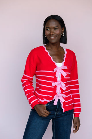 SHE + SKY REVERSIBLE BOW CARDI