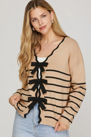 SHE + SKY REVERSIBLE BOW CARDI