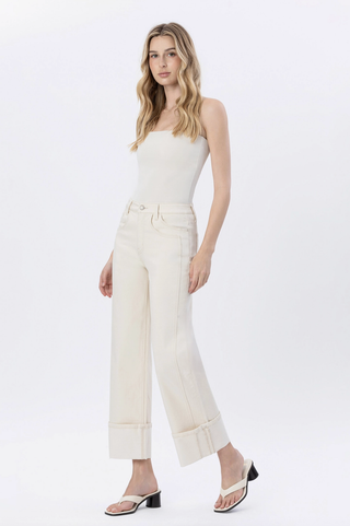 VERVET CUFFED WIDE LEG JEANS