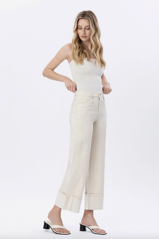 VERVET CUFFED WIDE LEG JEANS