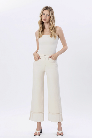 VERVET CUFFED WIDE LEG JEANS