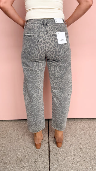 VERVET LEOPARD BARREL JEANS